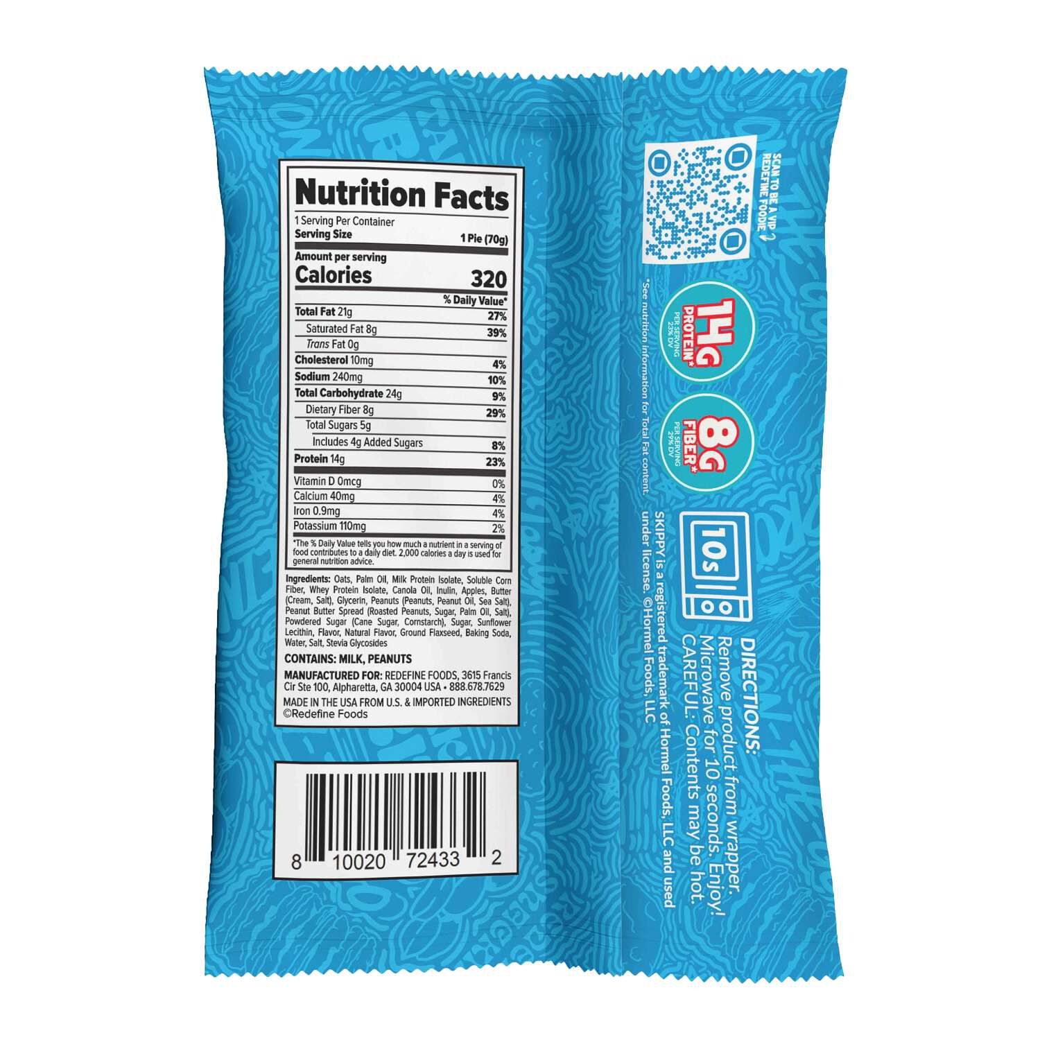 Skippy Oatmeal Protein Pie - Marshmallow Peanut Butter (8 Pies)