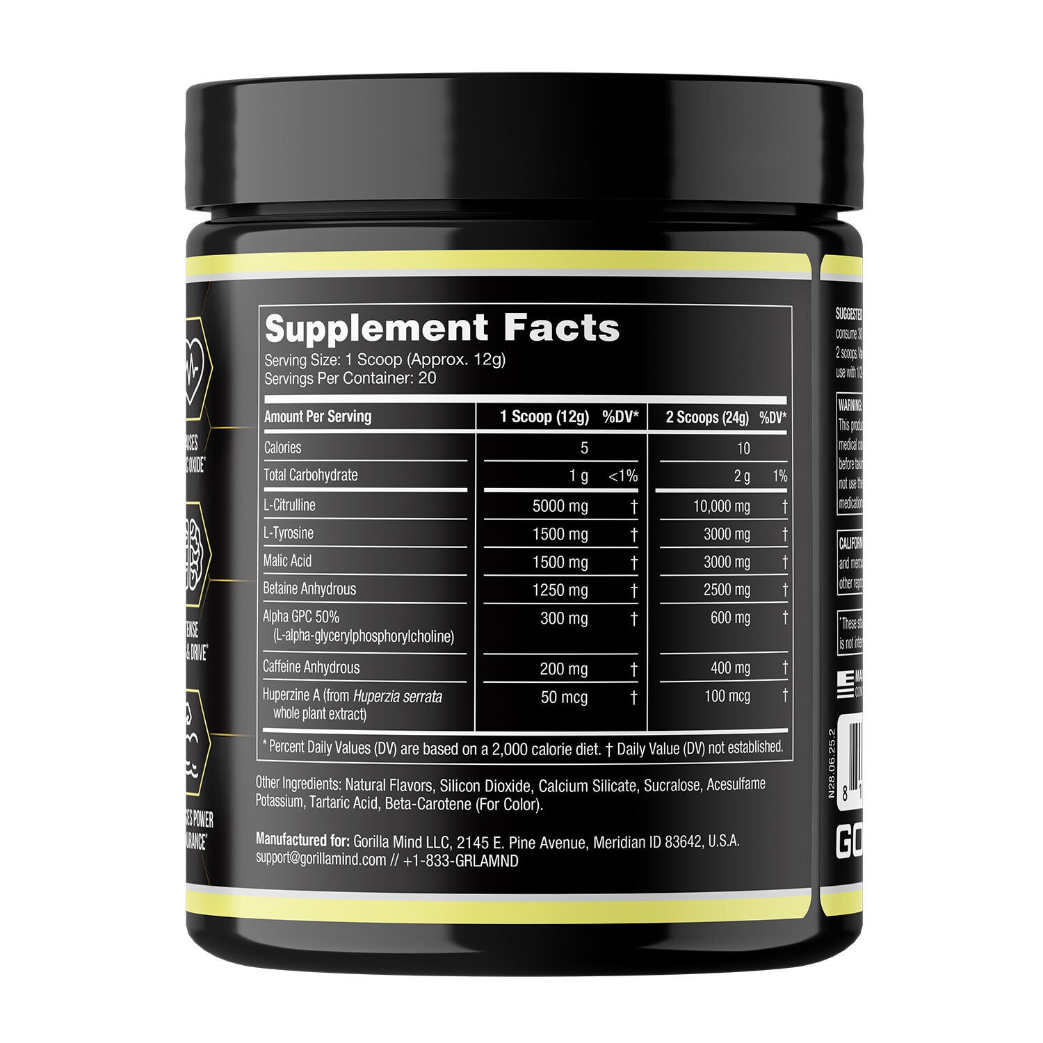Gorilla Mode Base Pre-Workout Formula - White Gummy Bear (20 Servings)