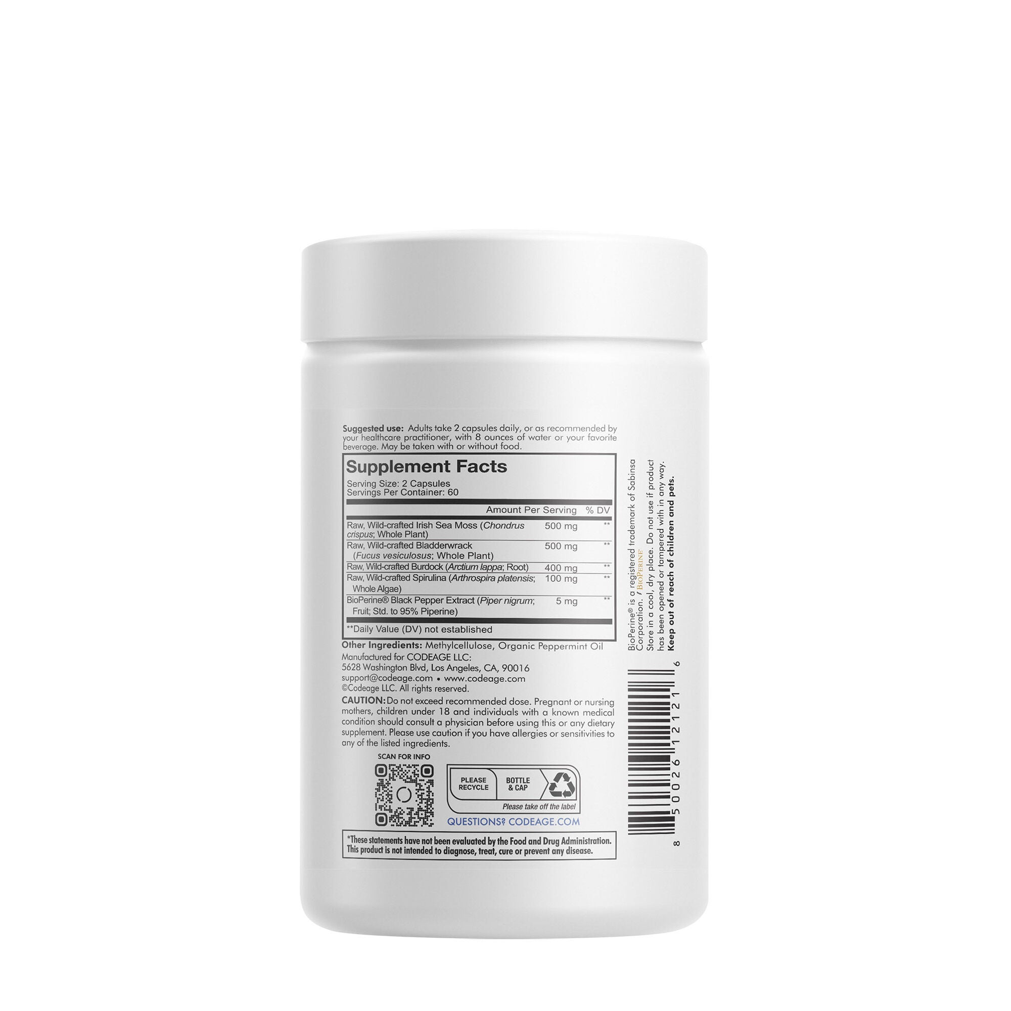 Wildcrafted Sea Moss - 120 Capsules (60 Servings)  | GNC