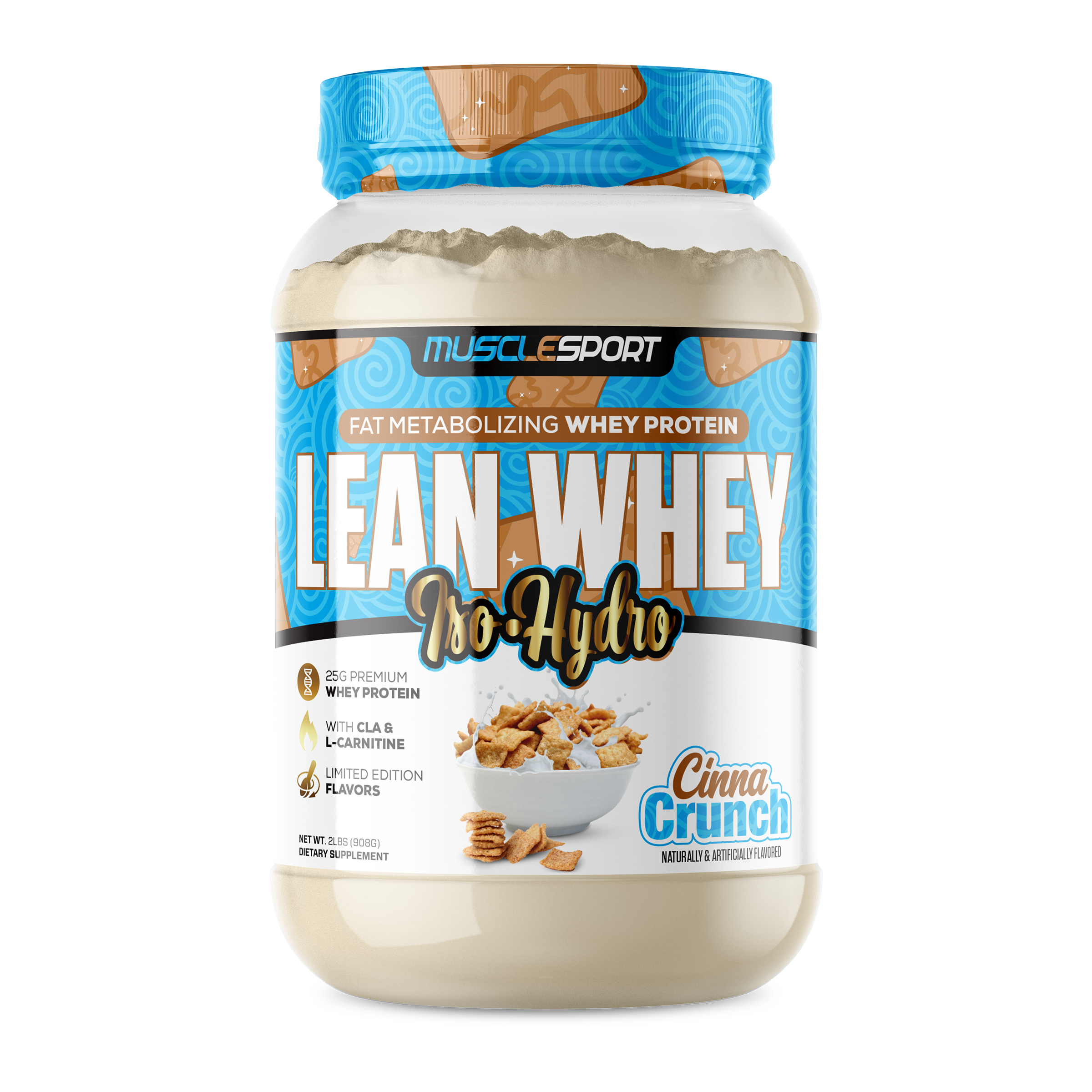 MuscleSport Lean Whey Iso Hydro Protein Cinna Crunch 26 Servings GNC