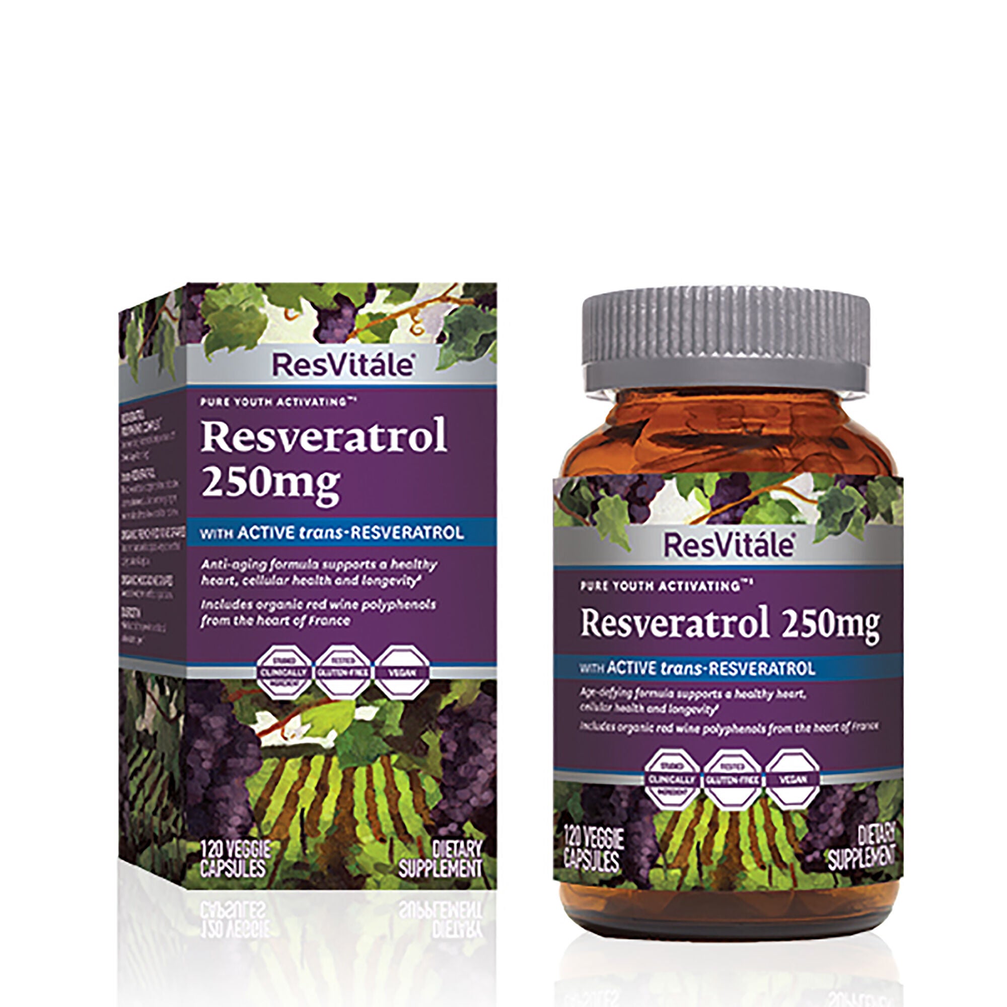 Resveratrol 250mg - 120 Vegetable Capsules (120 Servings)  | GNC