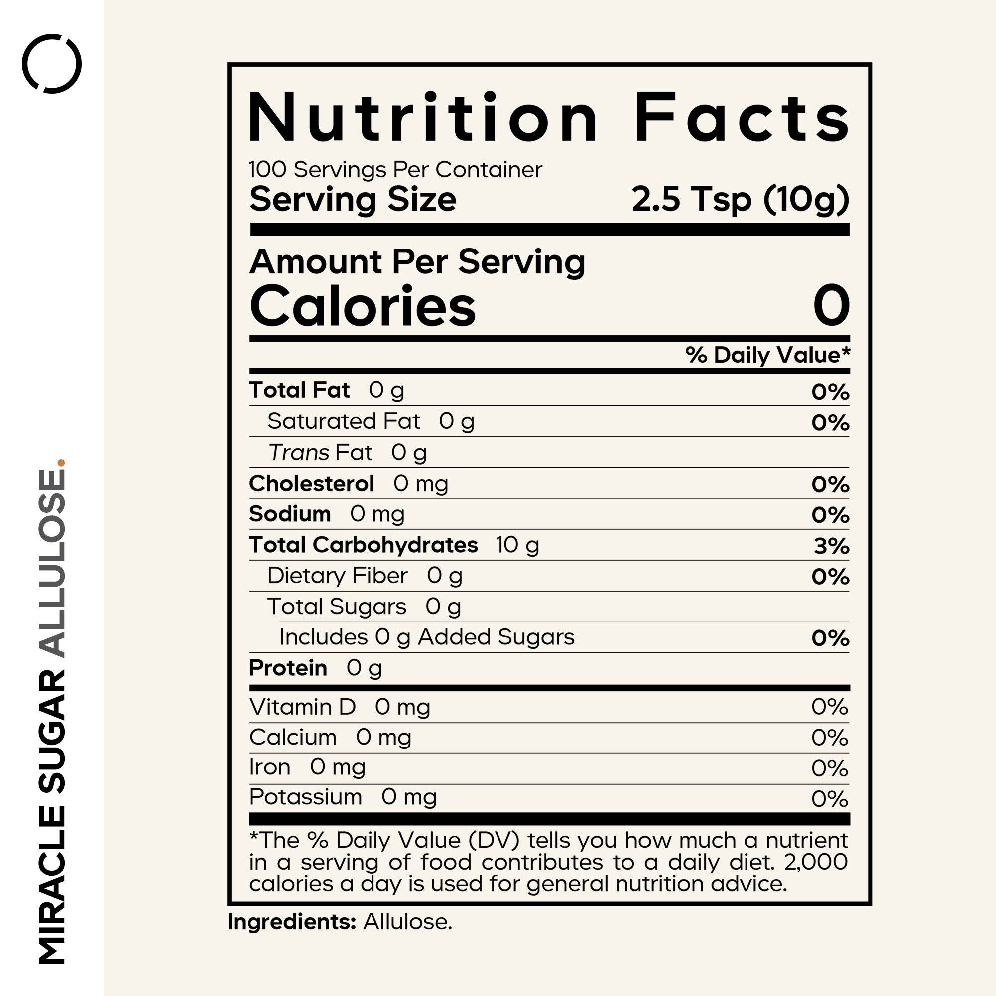 Miracle Sugar Allulose Powder - Unflavored - 35.27 oz (100 Servings)