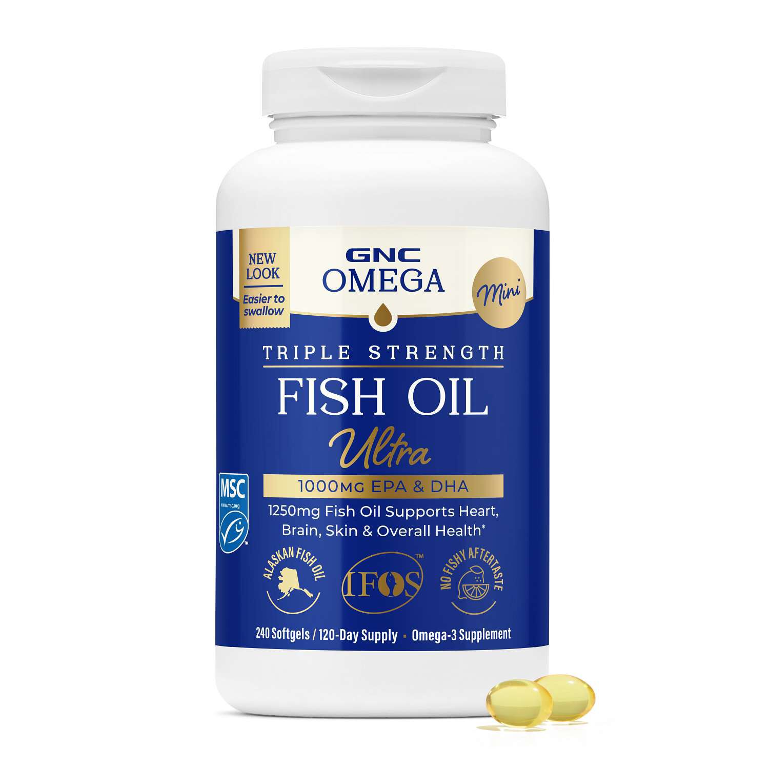 Triple Strength Fish Oil Ultra Mini 1000mg - 240 Softgels (120 Servings)  | GNC