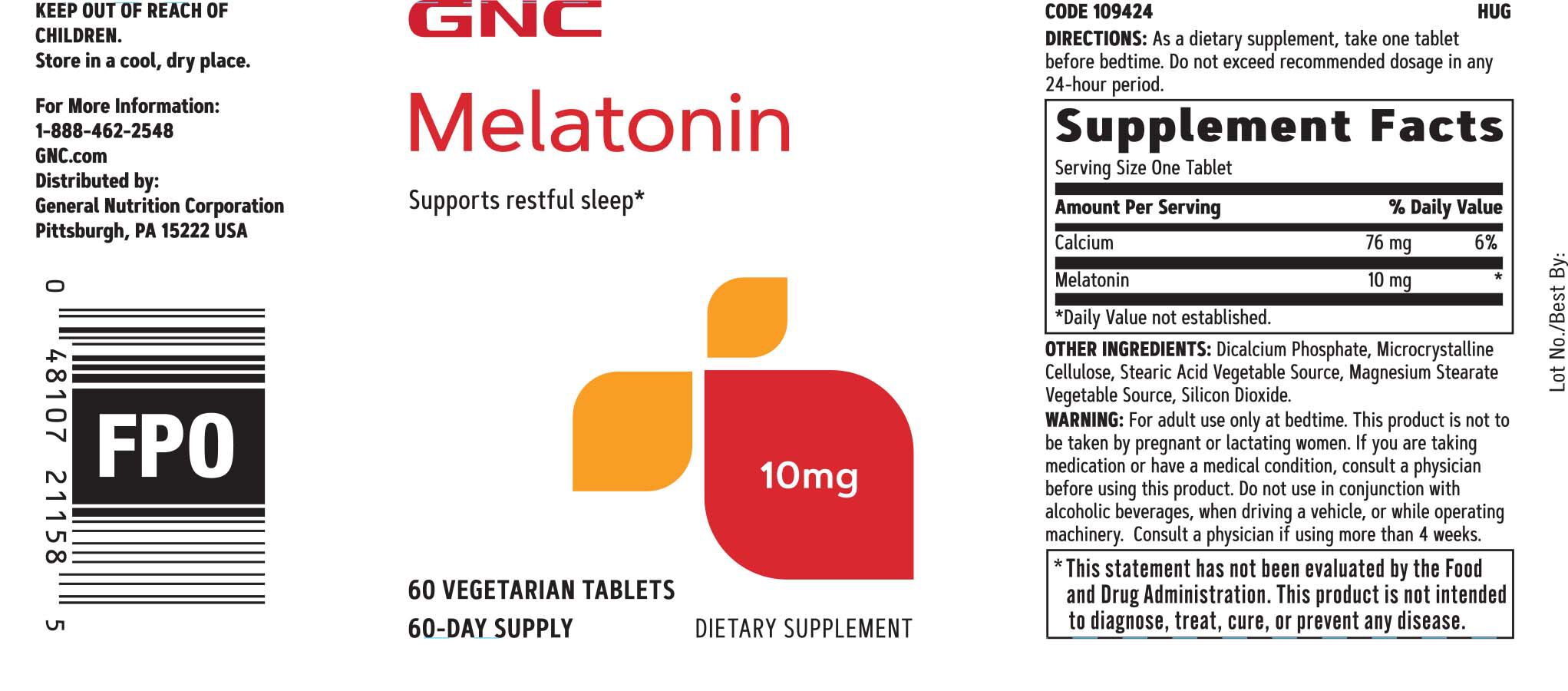 gnc melatonin 10mg gnc