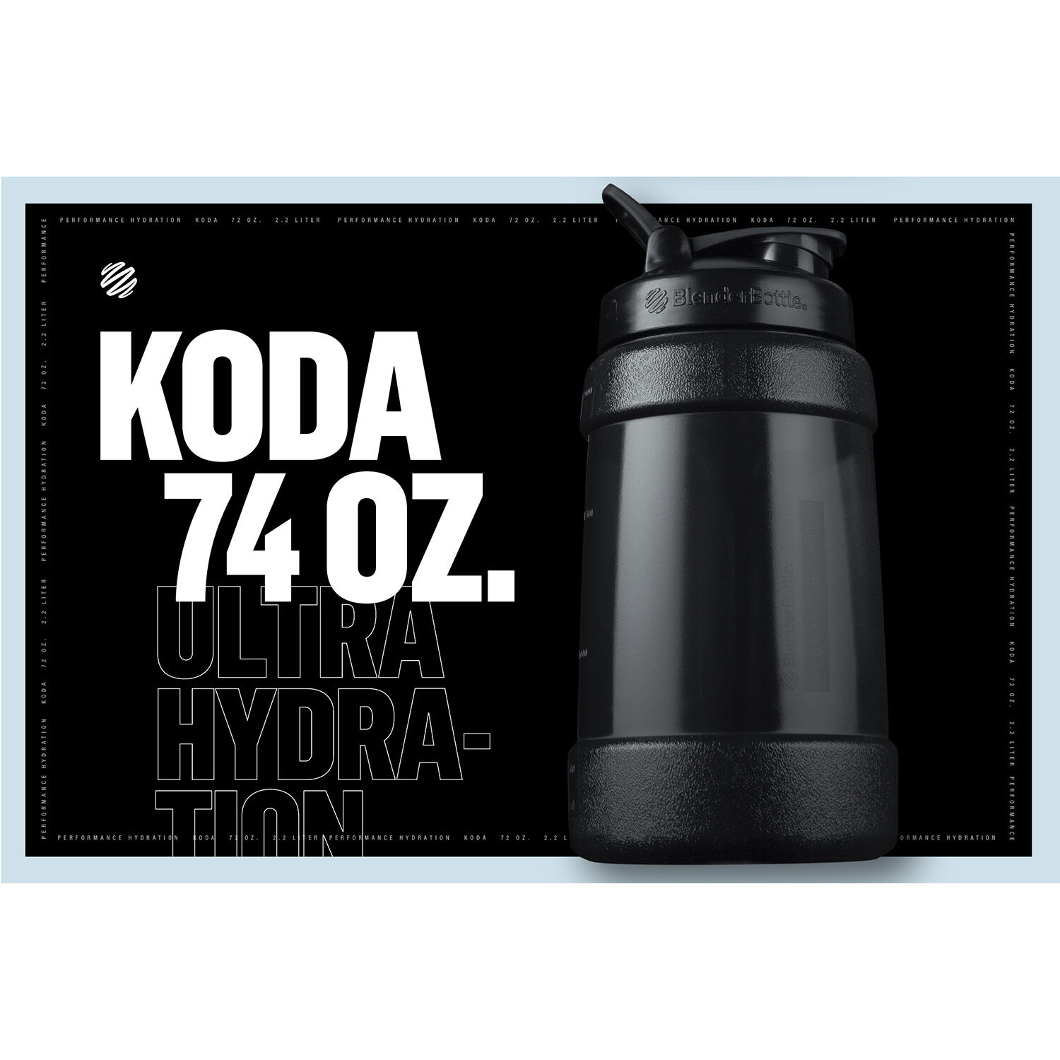 Black Blender Bottle Koda 2.2L Hydration SpoutGuard Water Jug 