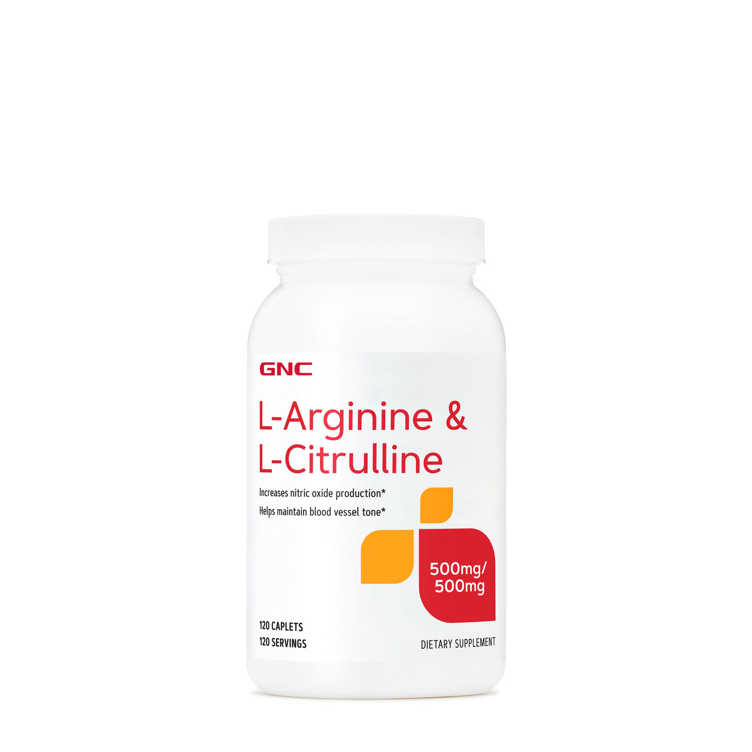 L-Arginine &amp; L-Citrulline 500 mg / 500 mg - 120 Caplets &#40;120 Servings&#41;  | GNC
