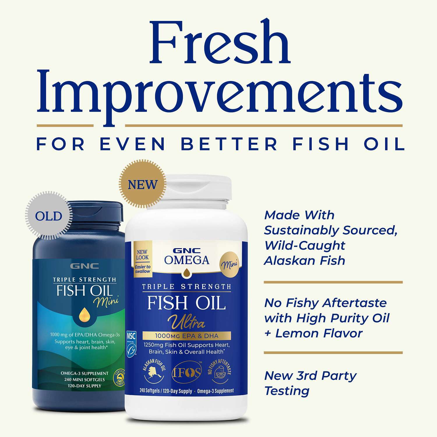 Triple Strength Fish Oil Ultra Mini 1000mg - 240 Softgels (120 Servings)