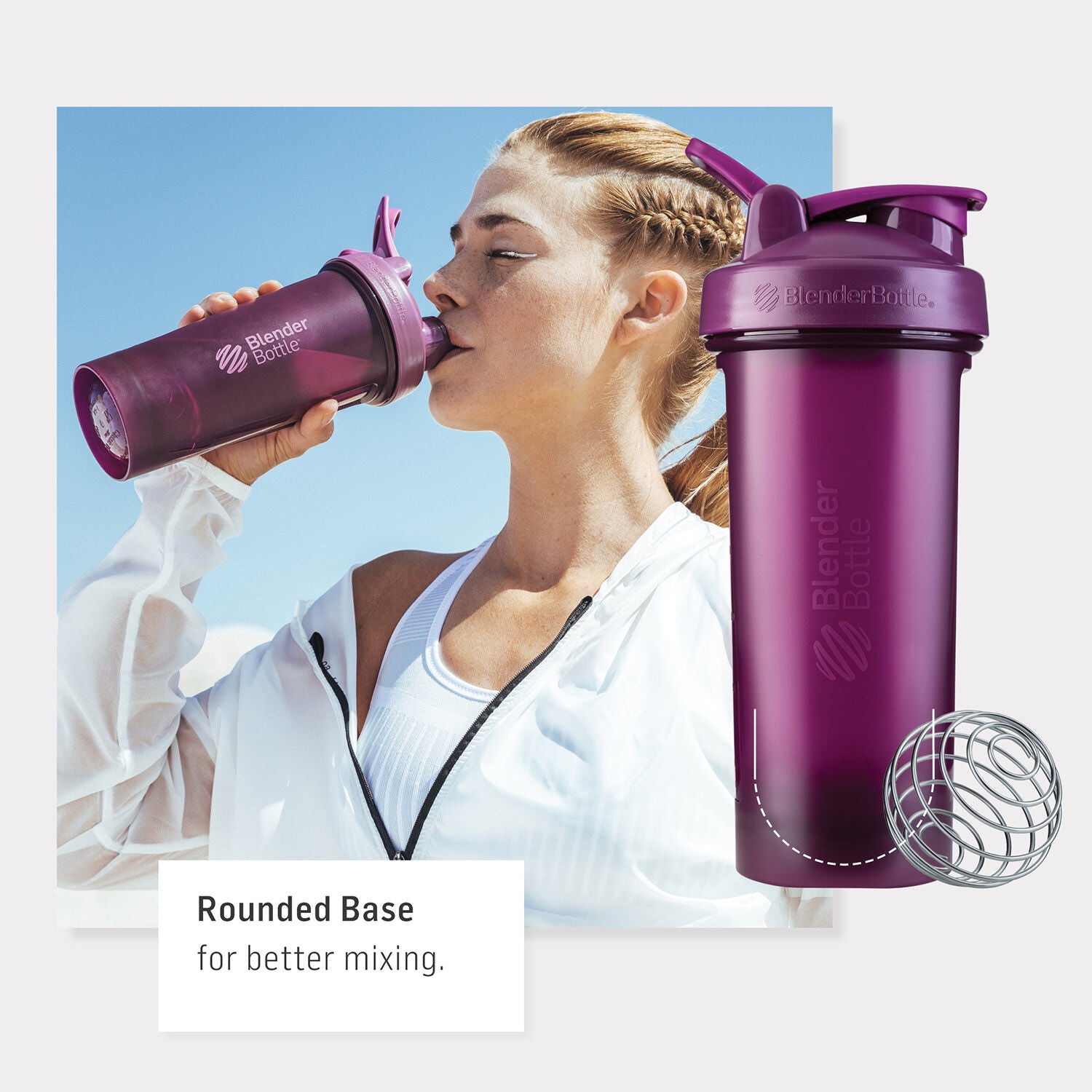 BlenderBottle V2 Classic Shaker Cup Frosted White Call Outs 2