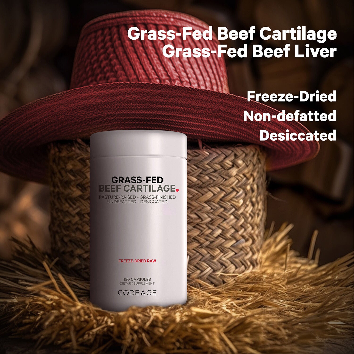 Grass-Fed Beef Cartilage - 180 Capsules (30 Servings)