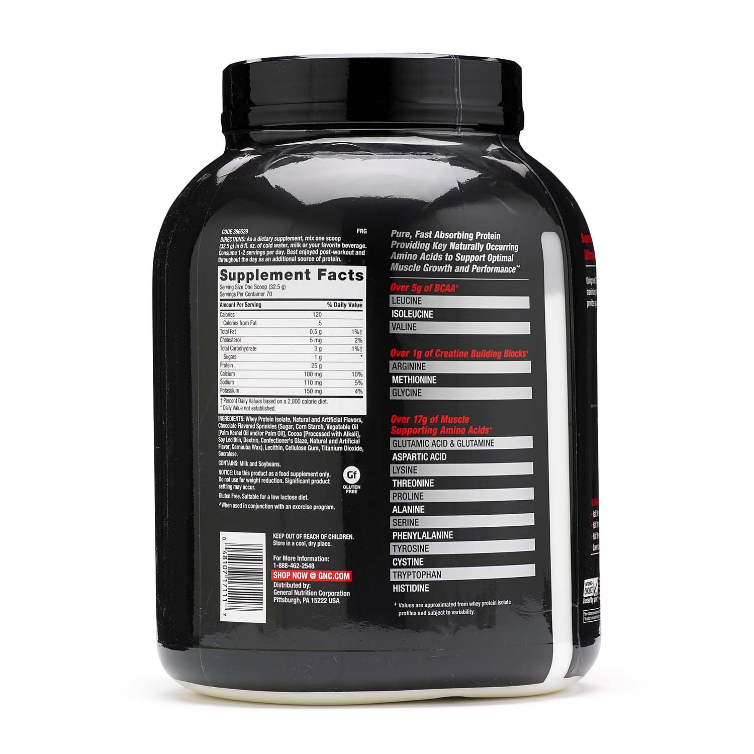 AMP Pure Whey Protein Isolate 25g Servings GNC
