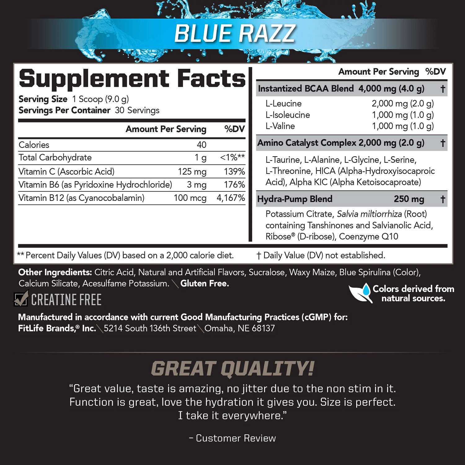 BCAA Stim Free - Blue Razz (30 Servings) Blue Razz | GNC