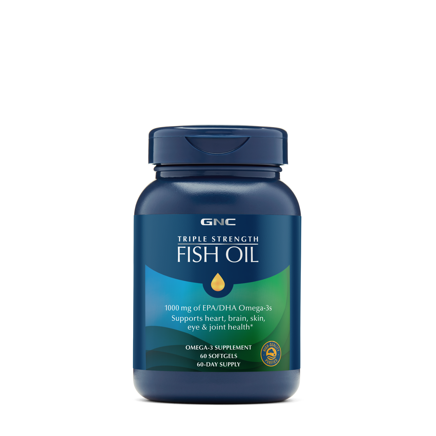 GNC Triple Strength Fish Oil Gluten-Free - 60 Softgels (60 Servings)