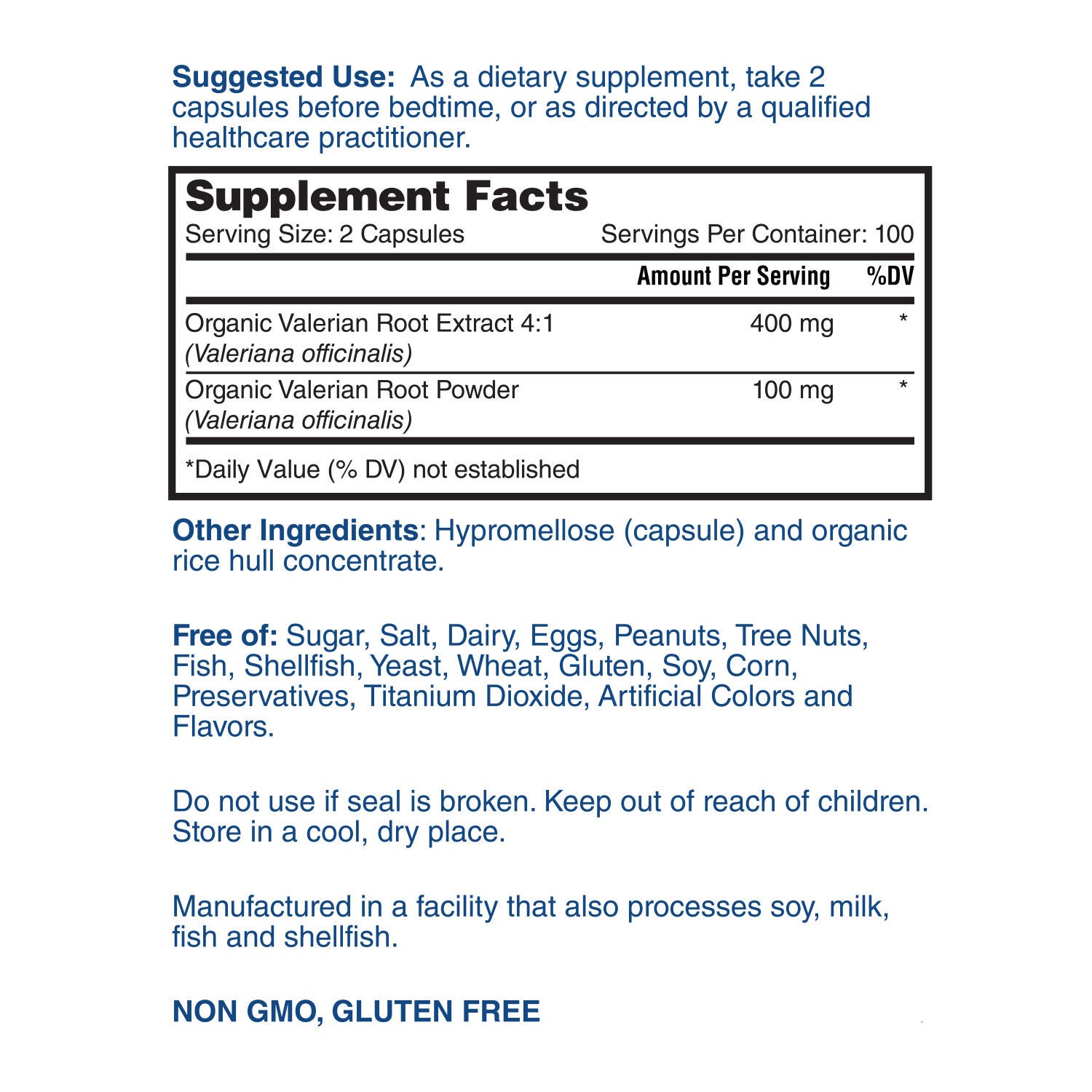 Valerian Root 500mg - 200 Vegetarian Capsules (100 Servings)  | GNC