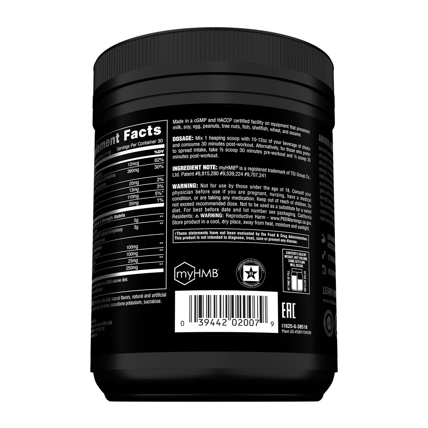 Animal Creatine HMB+ Power Punch Back
