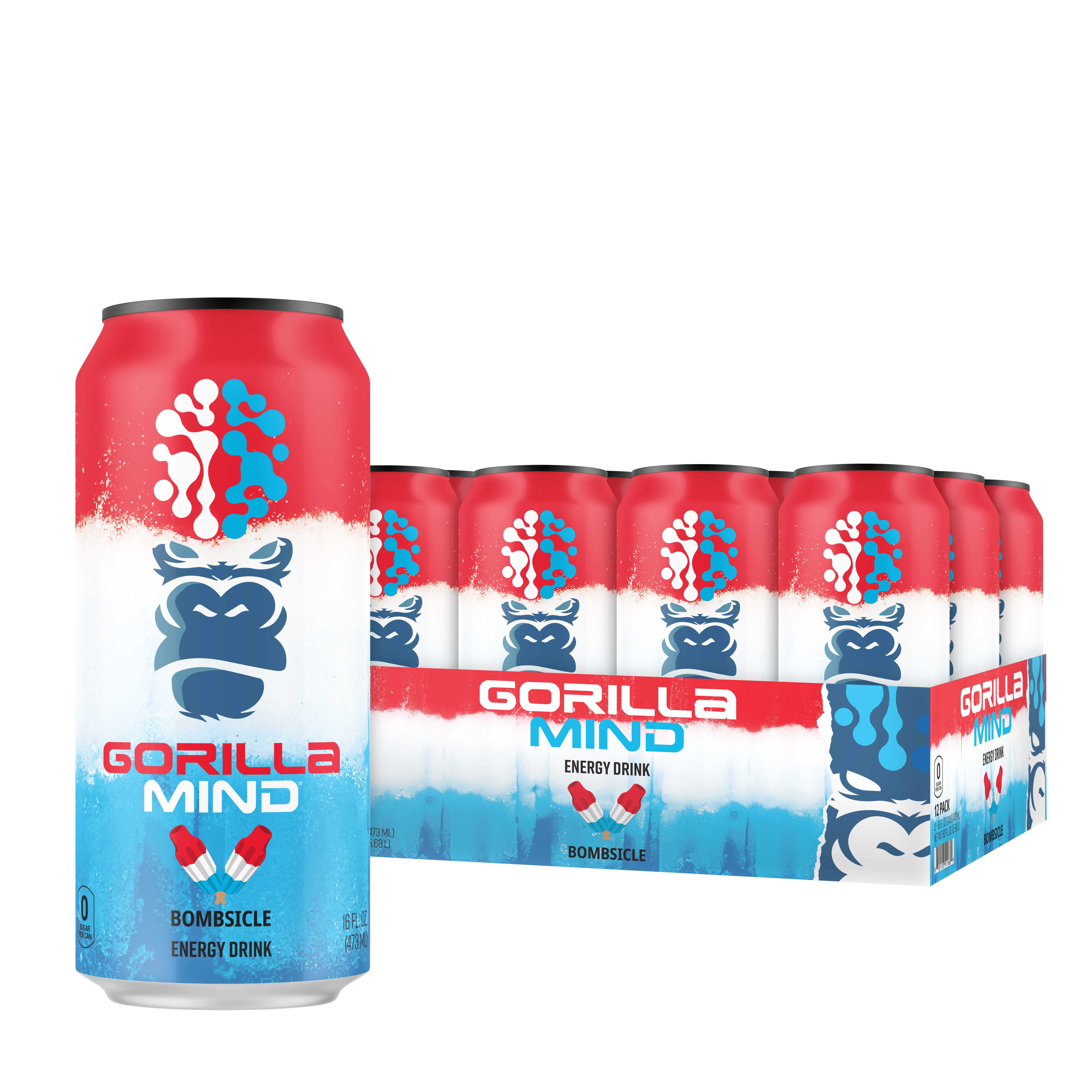 Gorilla Mind Energy Drink - Bombsicle 16Oz. (12 Cans)