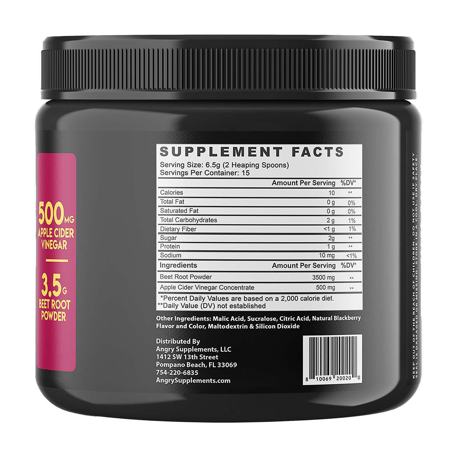 Angry Supplements Apple Cider Vinegar Plus Beet Root Supplement Facts