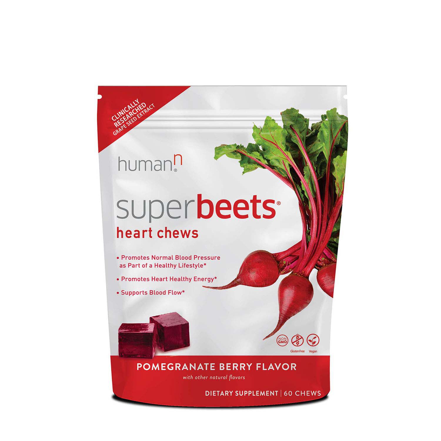 SuperBeets® Heart Chews Pomegranate Berry 60 Chews (30 Servings) GNC