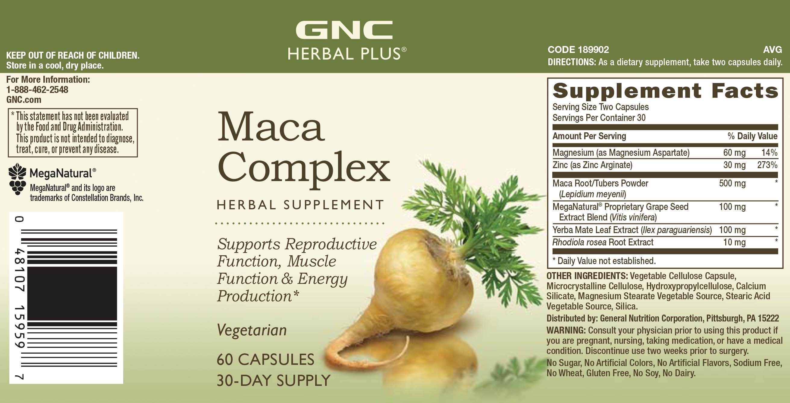 gnc herbal plus maca complex gnc