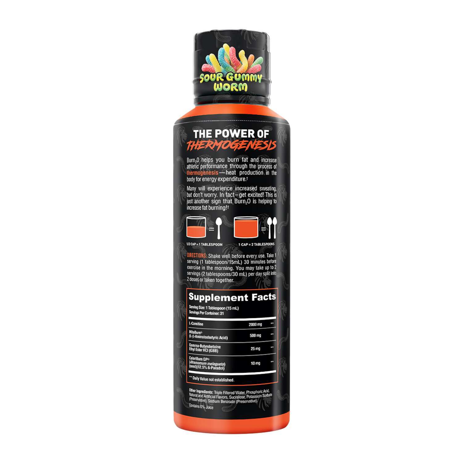Burn2o Sour Gummy Worm - 15 fl oz. (31 Servings)