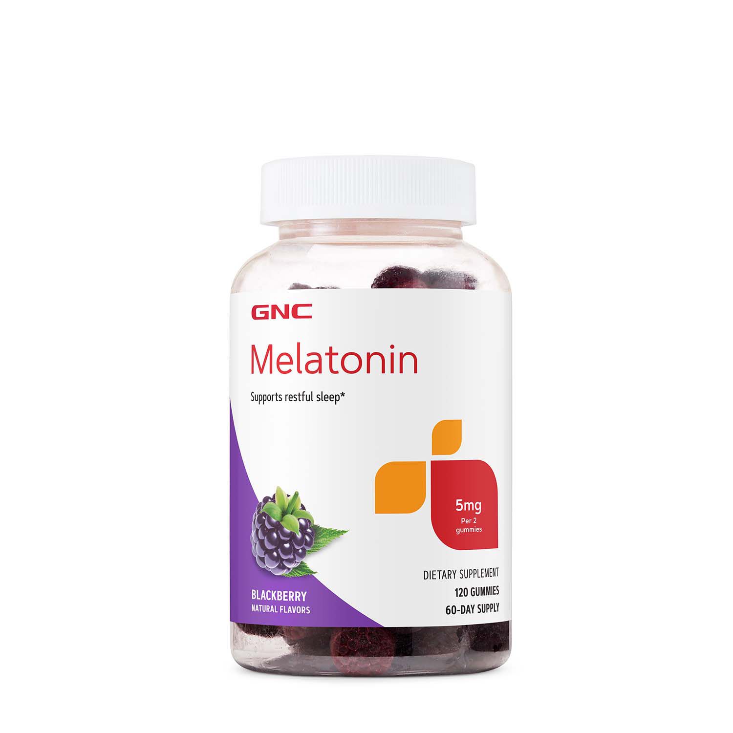 Melatonin Gummies 5 mg - Blackberry - 120 Gummies (60 Servings)  | GNC