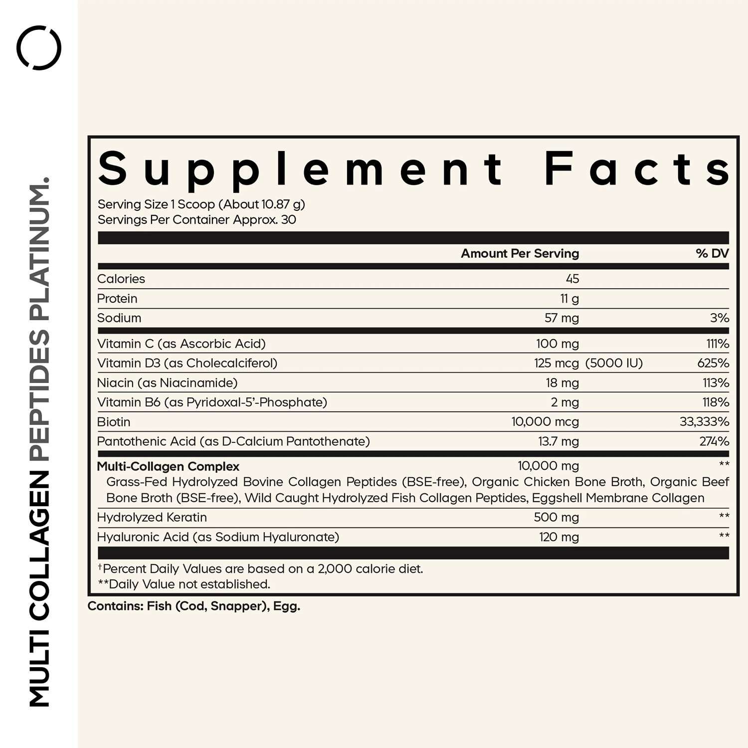 Multi Collagen Peptides Powder Hydrolyzed Collagen + Biotin & Keratin - 11.50 oz. (30 Servings)