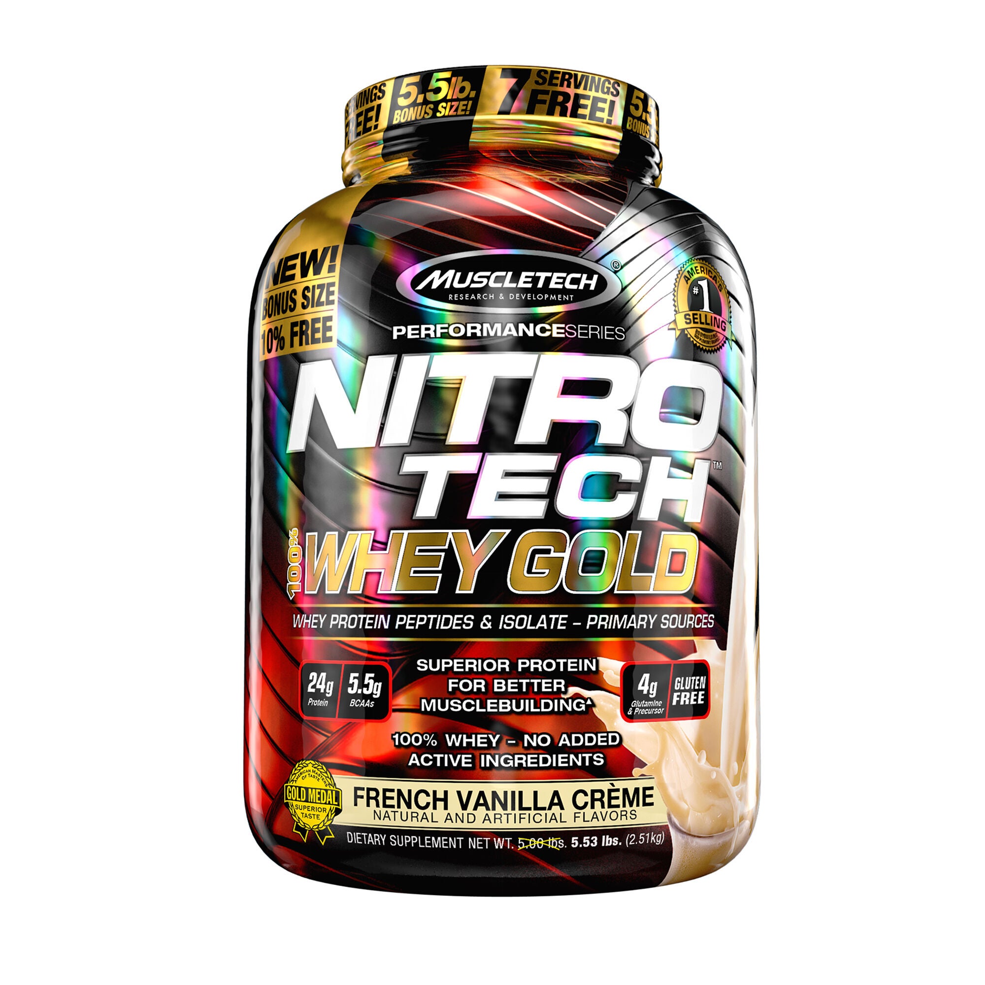 Muscletech Nitro Tech 100 Whey Gold French Vanilla Creme Gnc