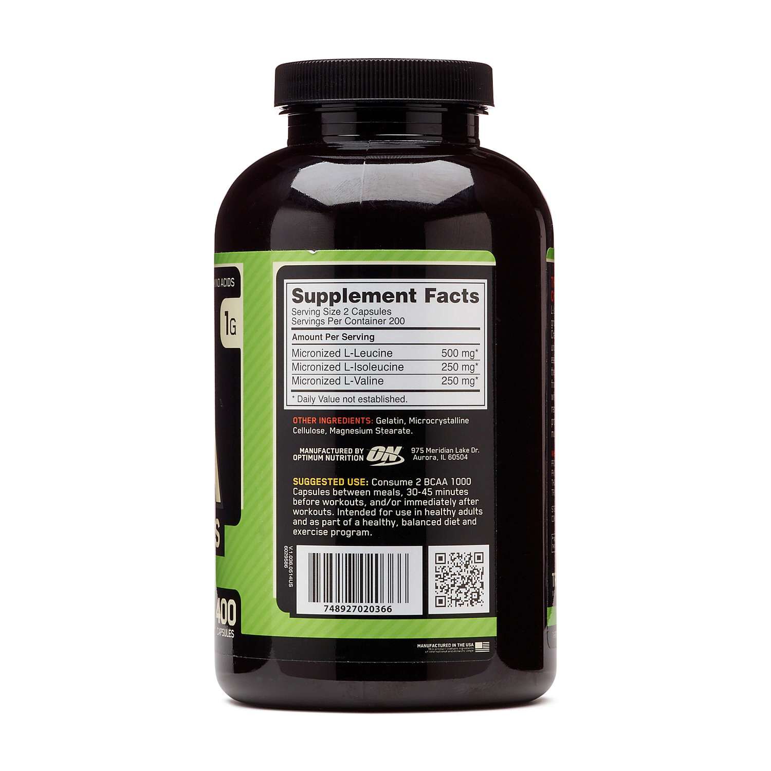 Mega-Size BCAA 1000 Caps - 400 Capsules (200 Servings)