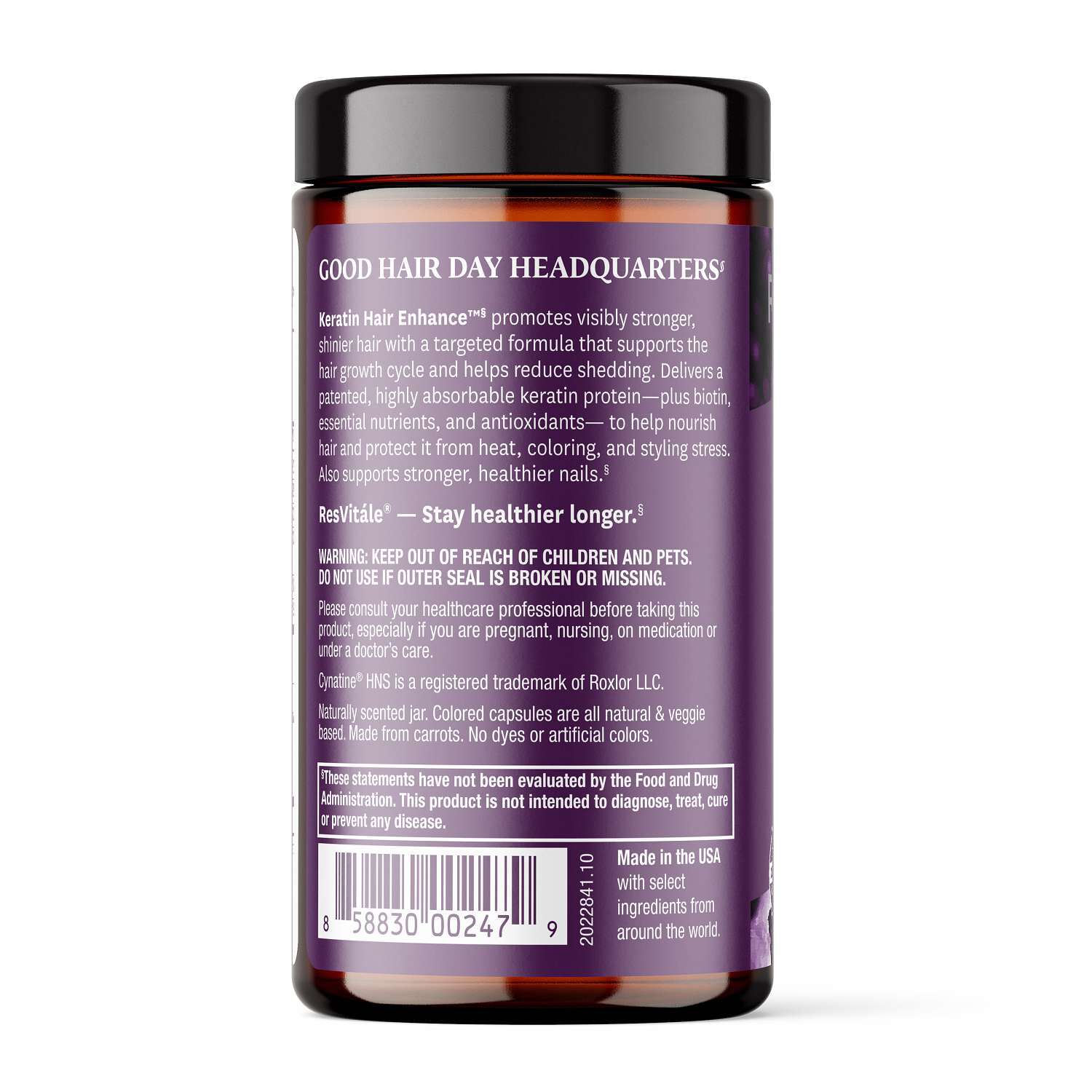 Keratin Hair Enhance&trade; with Biotin and Resveratrol - 60 Capsules (30 Servings)  | GNC