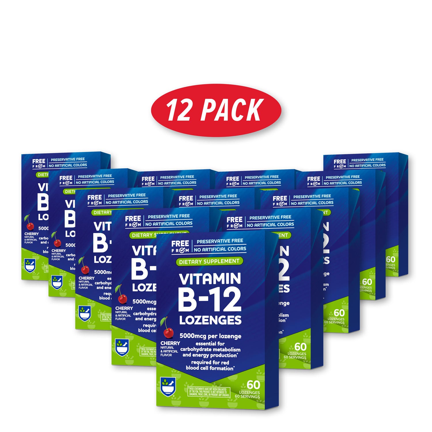 B12 5000mcg Lozenges Cherry 12 Pack (60 Servings Each) GNC