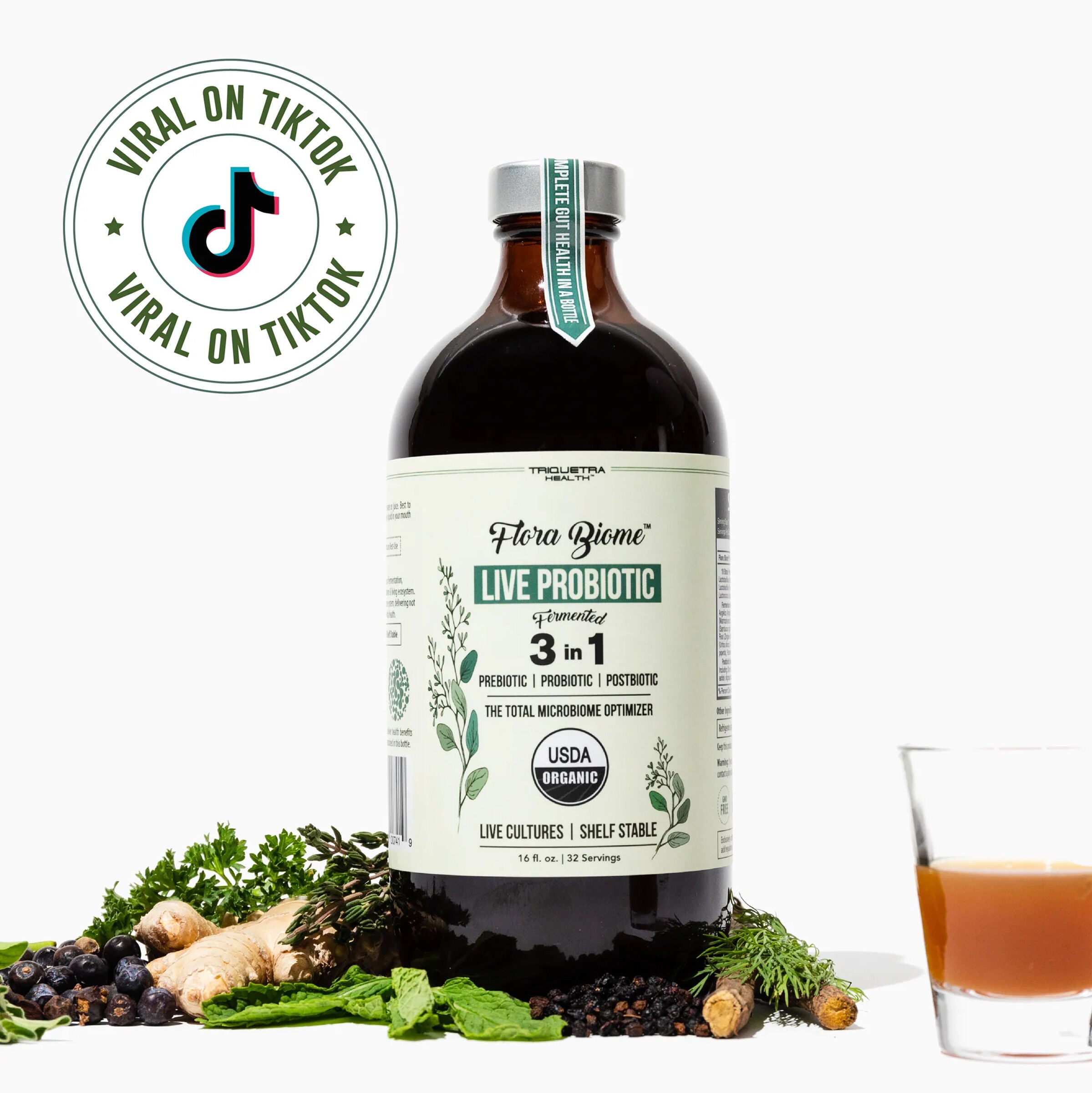 Flora Biome 3-in-1 Live Probiotic - 16 fl oz (32 Servings)  | GNC