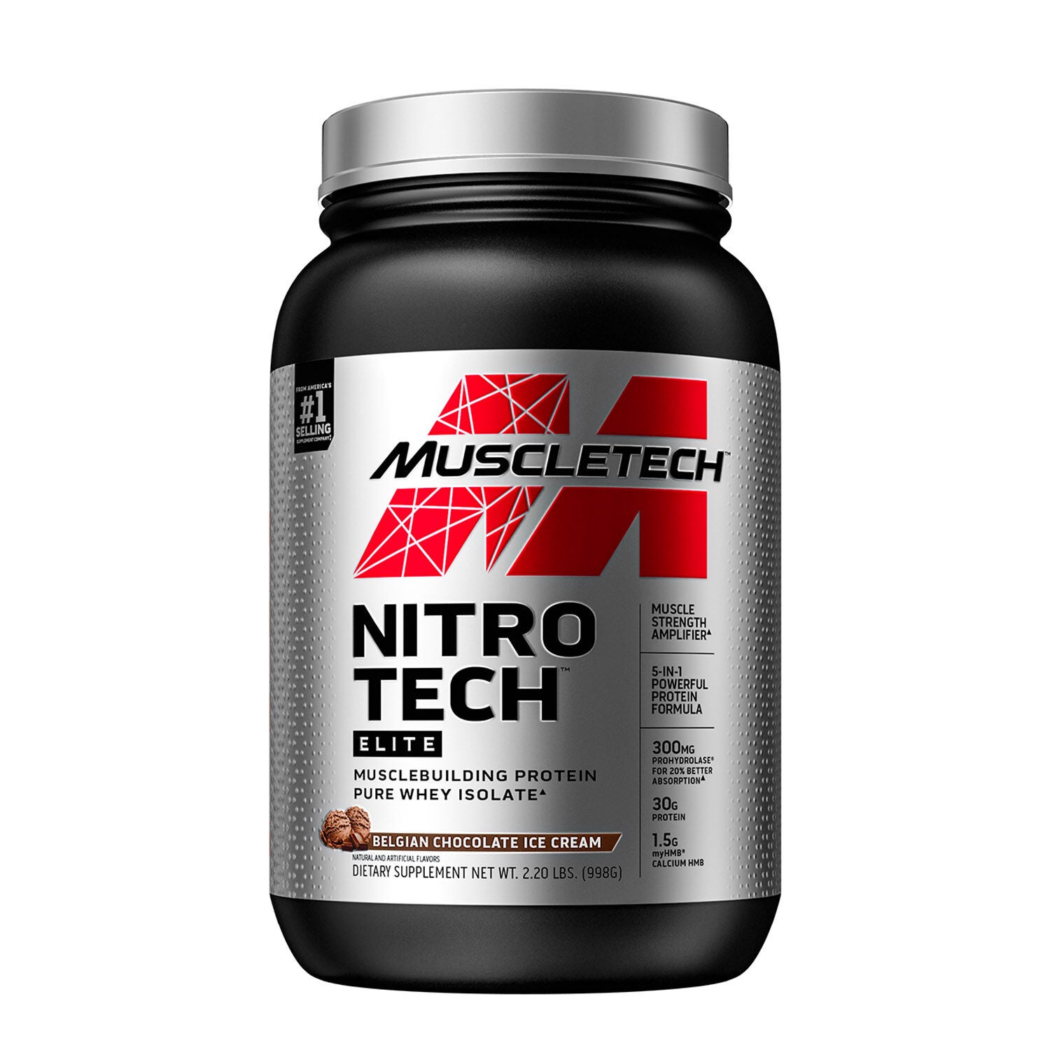 Muscletech Nitro Tech Elite Whey Protein Isolate Powder Belgian Chocolate Ice Cream Gnc