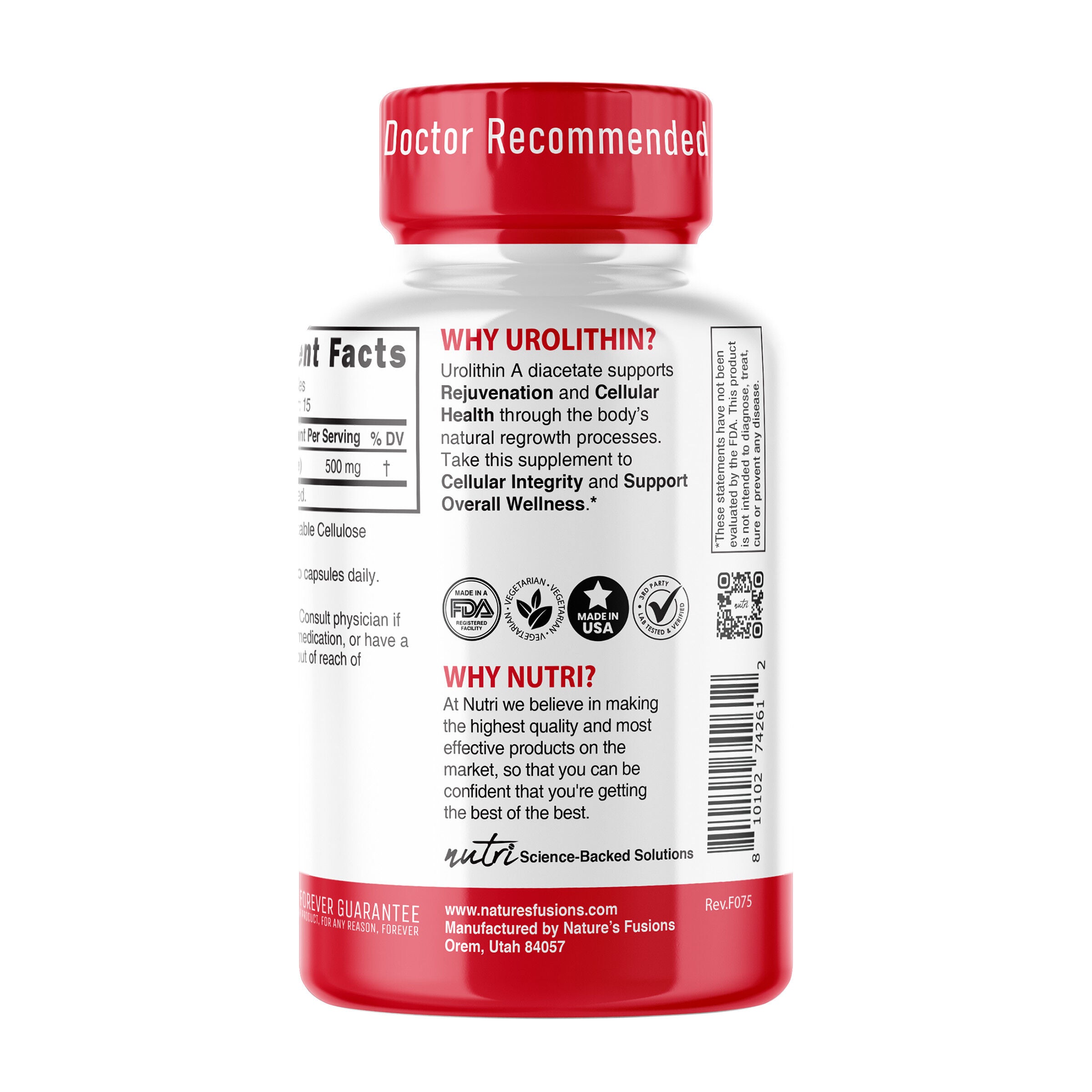 Urolithin A (Diacetate) 500mg - 30 Capsules (15 Servings)  | GNC