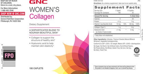 gnc women s collagen 180 caplets to