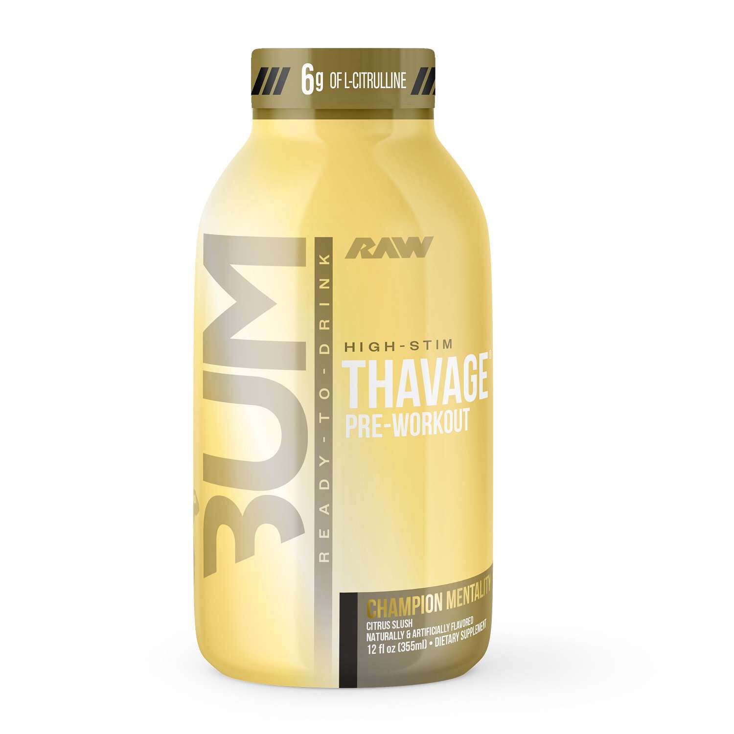Raw Nutrition - Thavage Preworkout RTD - Strawberry Mango - 12 oz