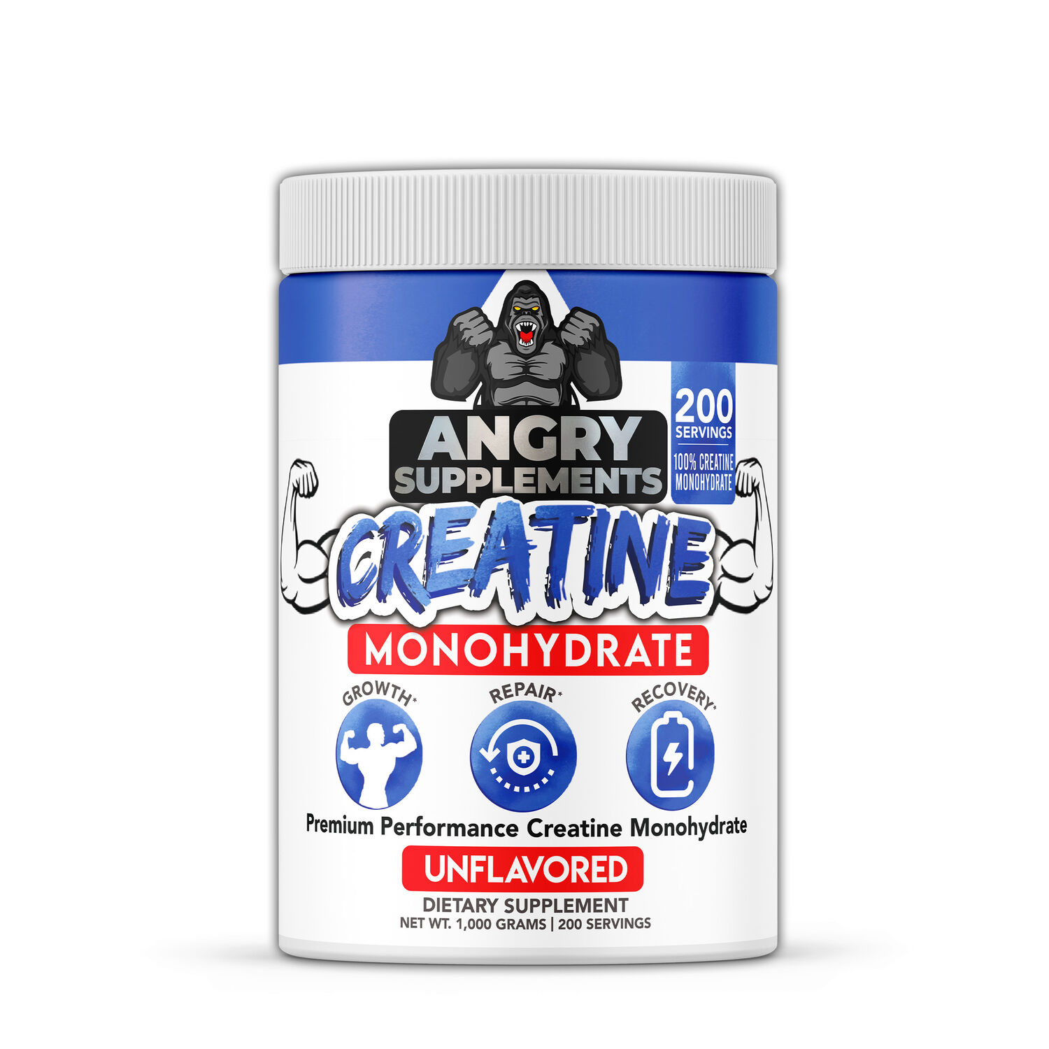 Angry Supplements Creatine Monohydrate - Unflavored (200 Servings)