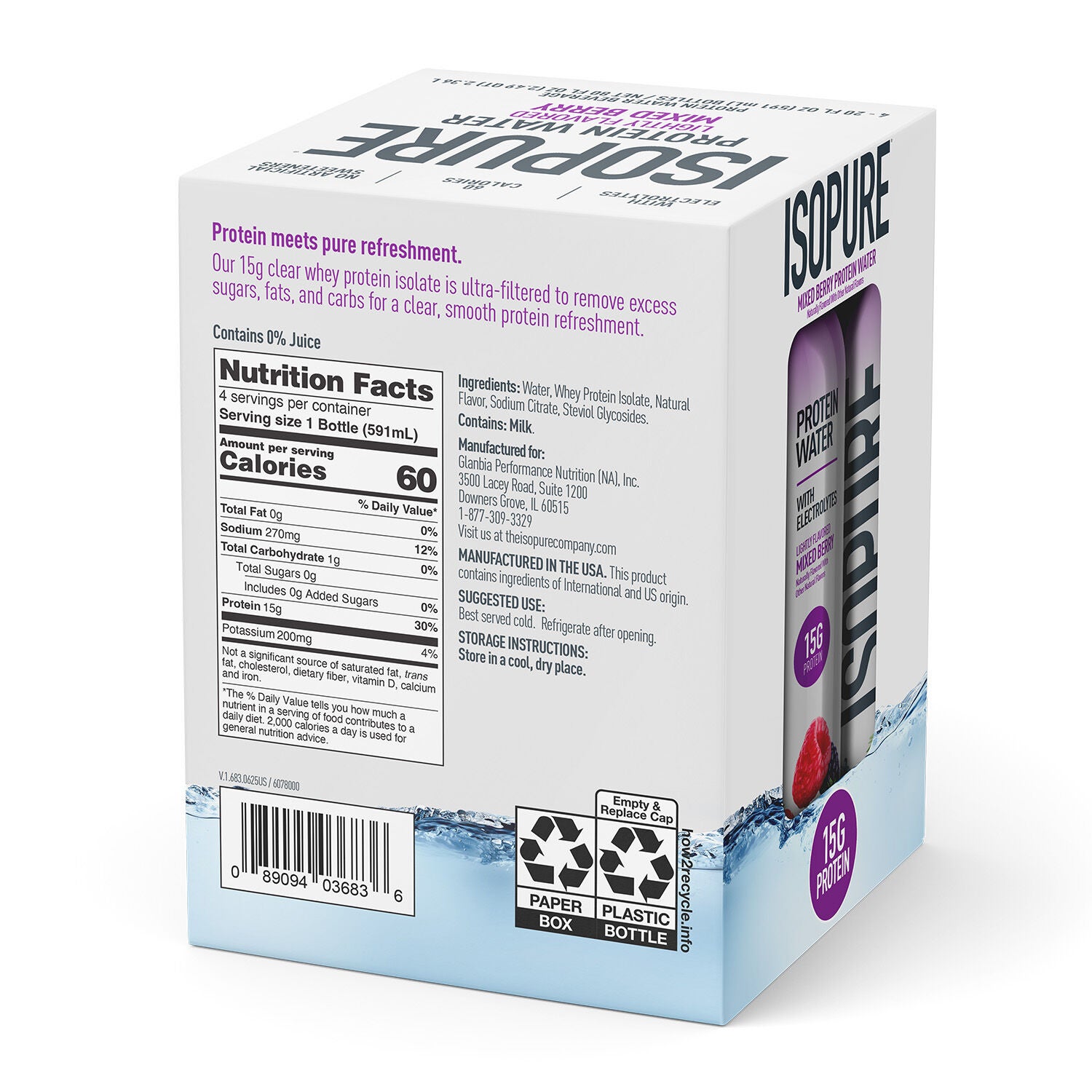 Protein Water - Mixed Berry (4 Bottles)  | GNC