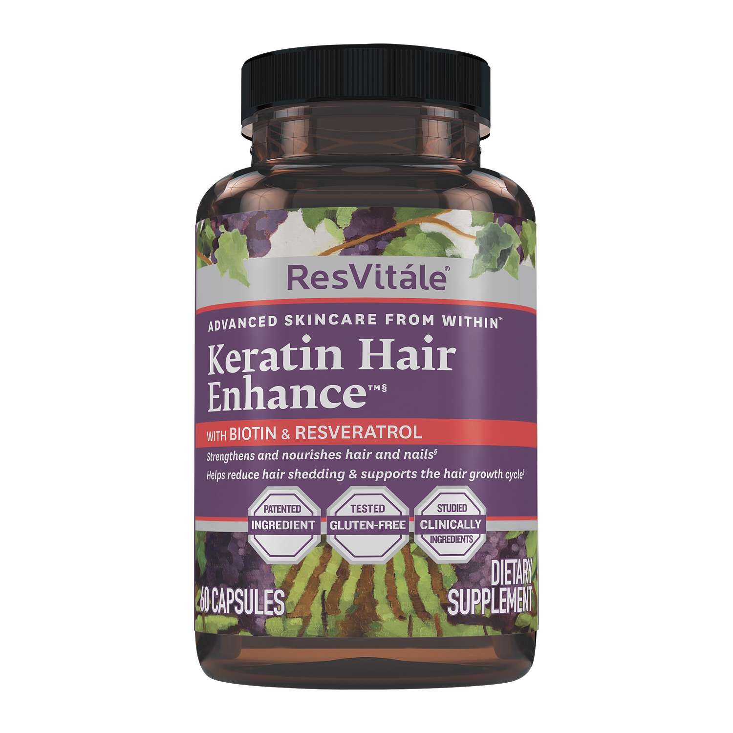 Keratin Hair Enhance&trade; with Biotin and Resveratrol - 60 Capsules (30 Servings)  | GNC