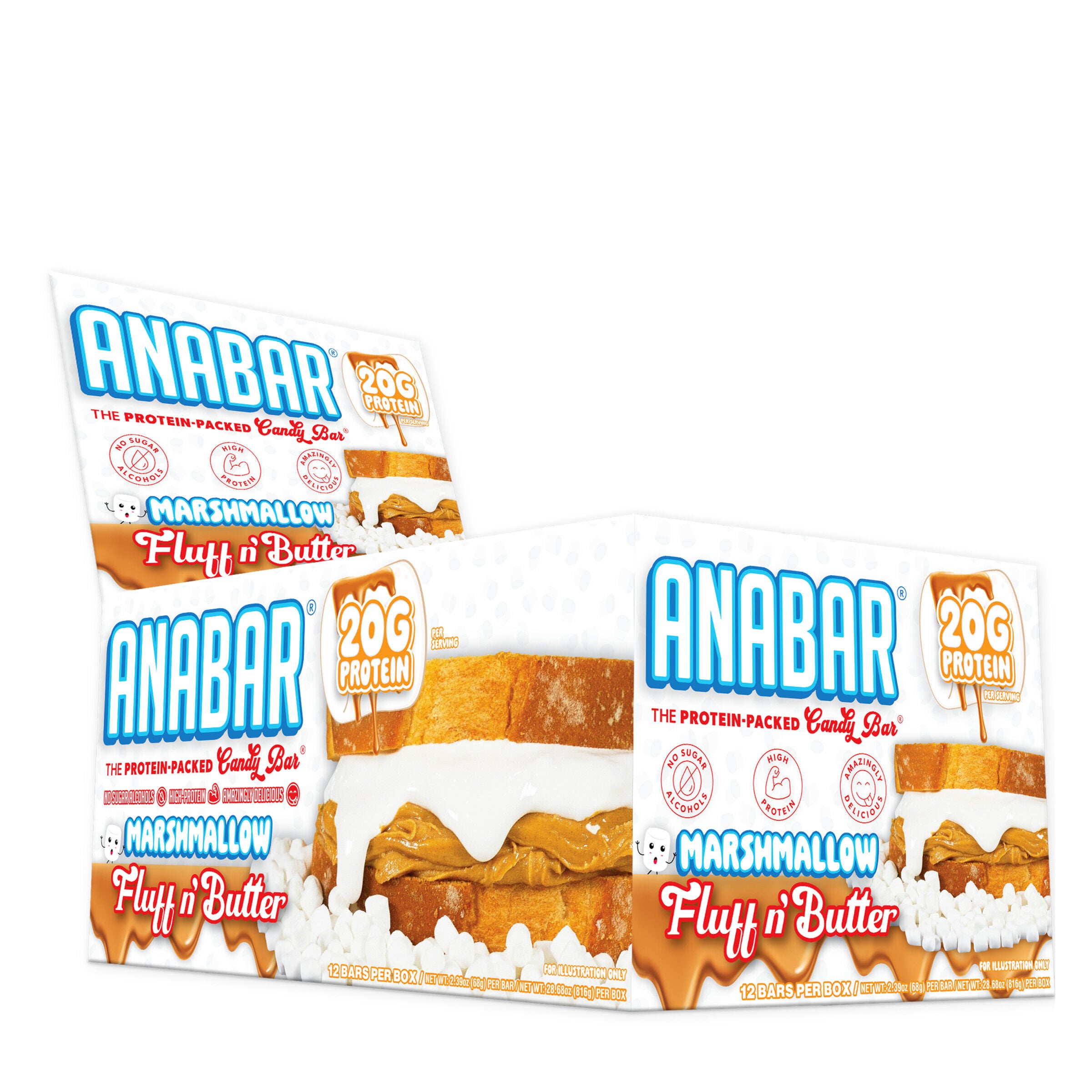 Anabar&reg; Protein Candy Bar - Marshmallow Fluff n&#39; Butter &#40;12 Bars&#41;  | GNC
