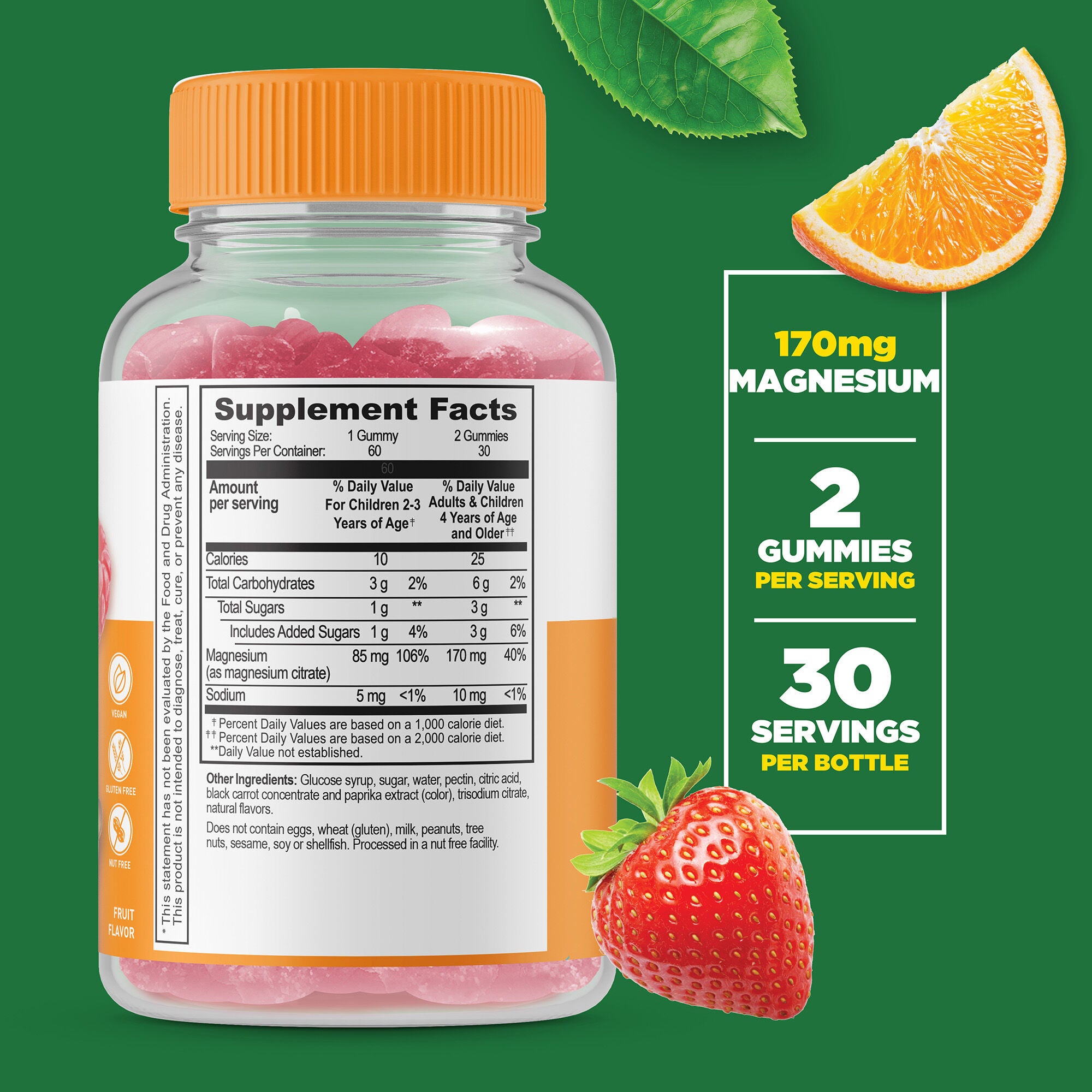 Kids Magnesium Citrate - 60 Gummies (30 Servings)
