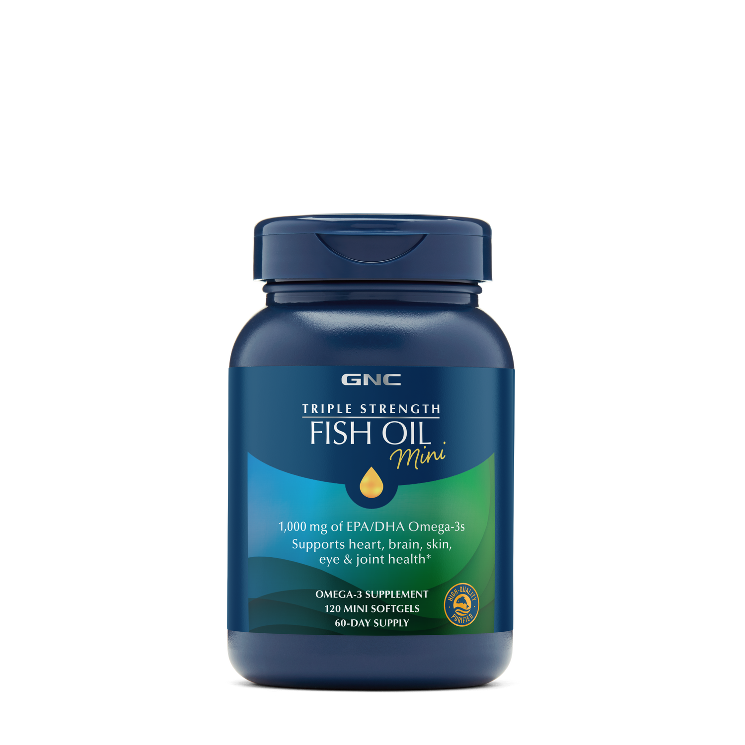 GNC Triple Strength Fish Oil Mini Gluten-Free - 120 Softgels (60 Servings)