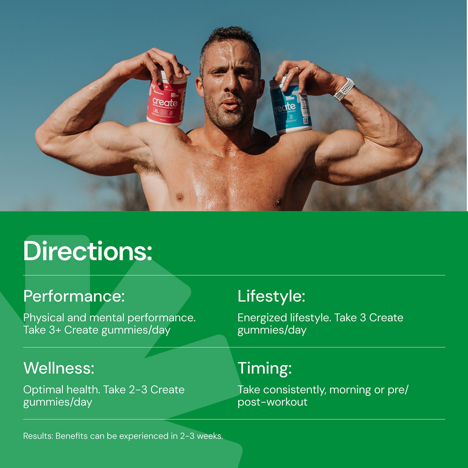 Create Wellness - Creatine Monohydrate Gummies - Sour Green Apple