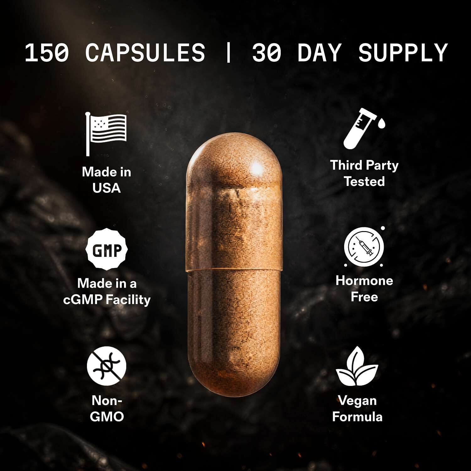 Natural Testosterone Support - 150 Capsules (30 Servings)