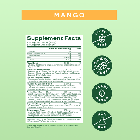 Greens &amp; Superfoods - Mango &#40;25 Servings&#41;  | GNC