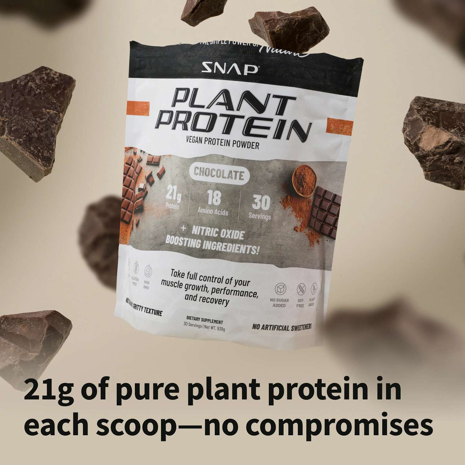 Plant Based Vegan Protein Powder - Chocolate (30 Servings)