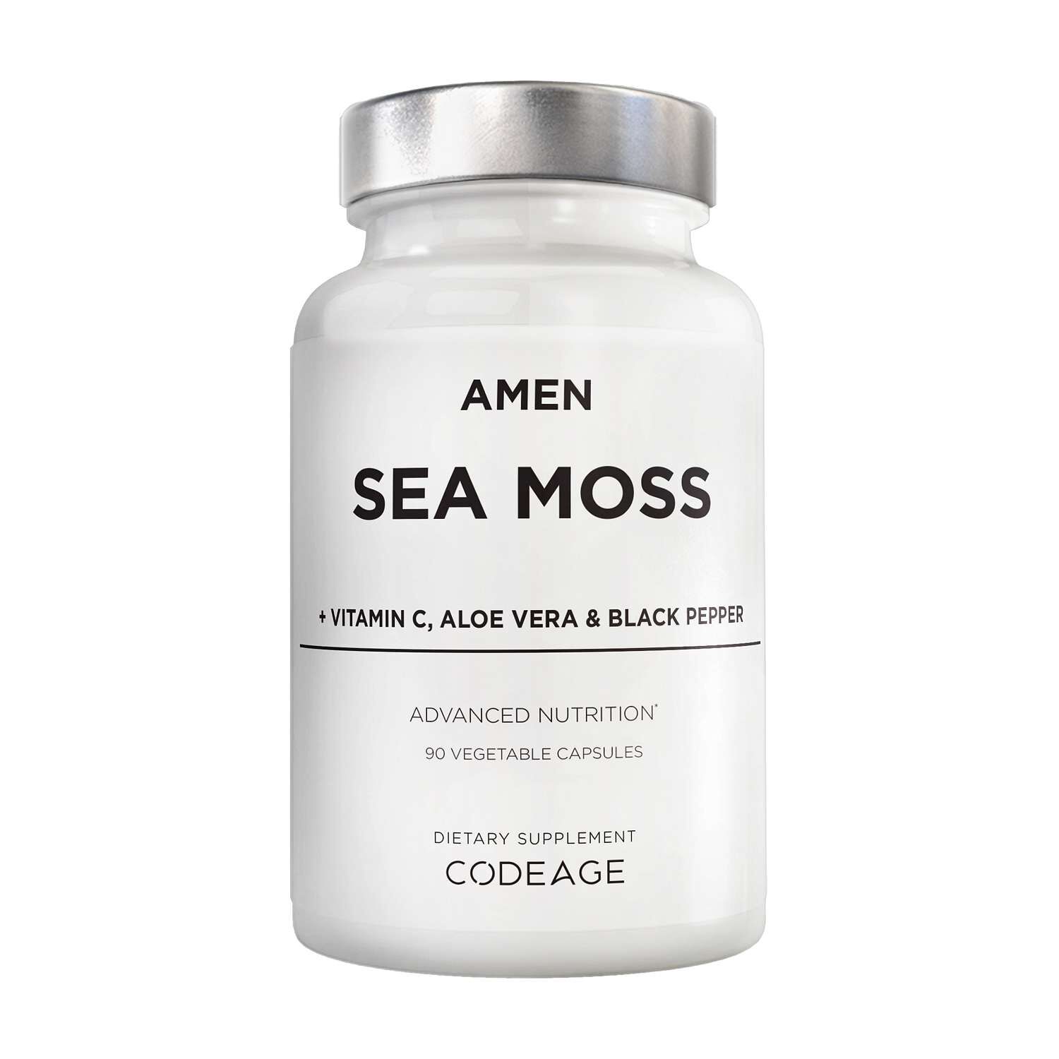 AMEN Sea Moss + Vitamin C - Aloe Vera &amp; Black Pepper - 90 Vegetable Capsules (30 Servings)  | GNC