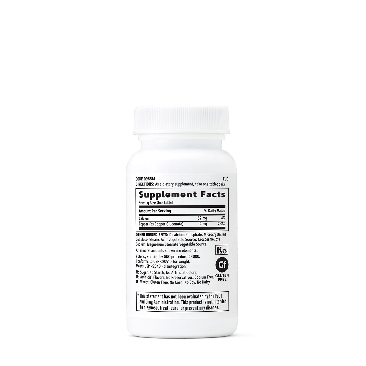 Copper 2 mg - 100 Tablets (100 Servings)  | GNC