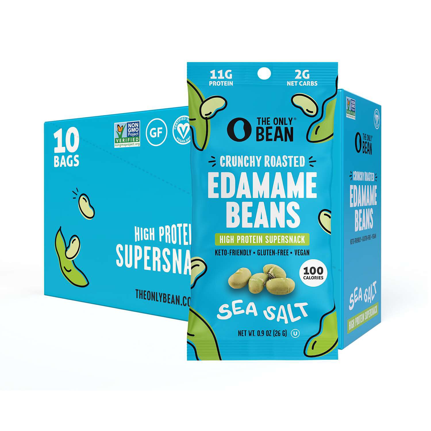 Crunchy Roasted Edamame Beans - Sea Salt (10 Bags)  | GNC