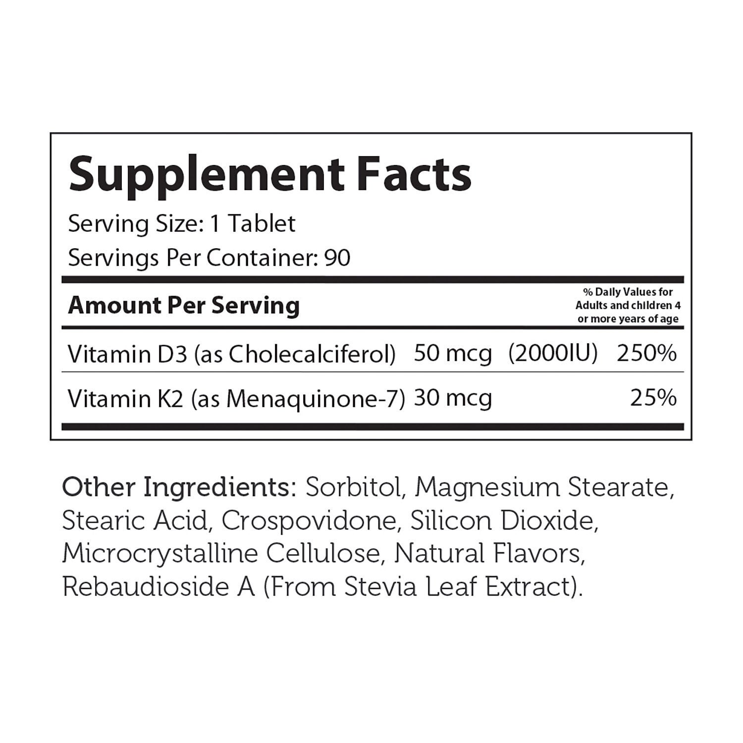 Junior D3 & K2 - 90 Tablets (90 Servings)