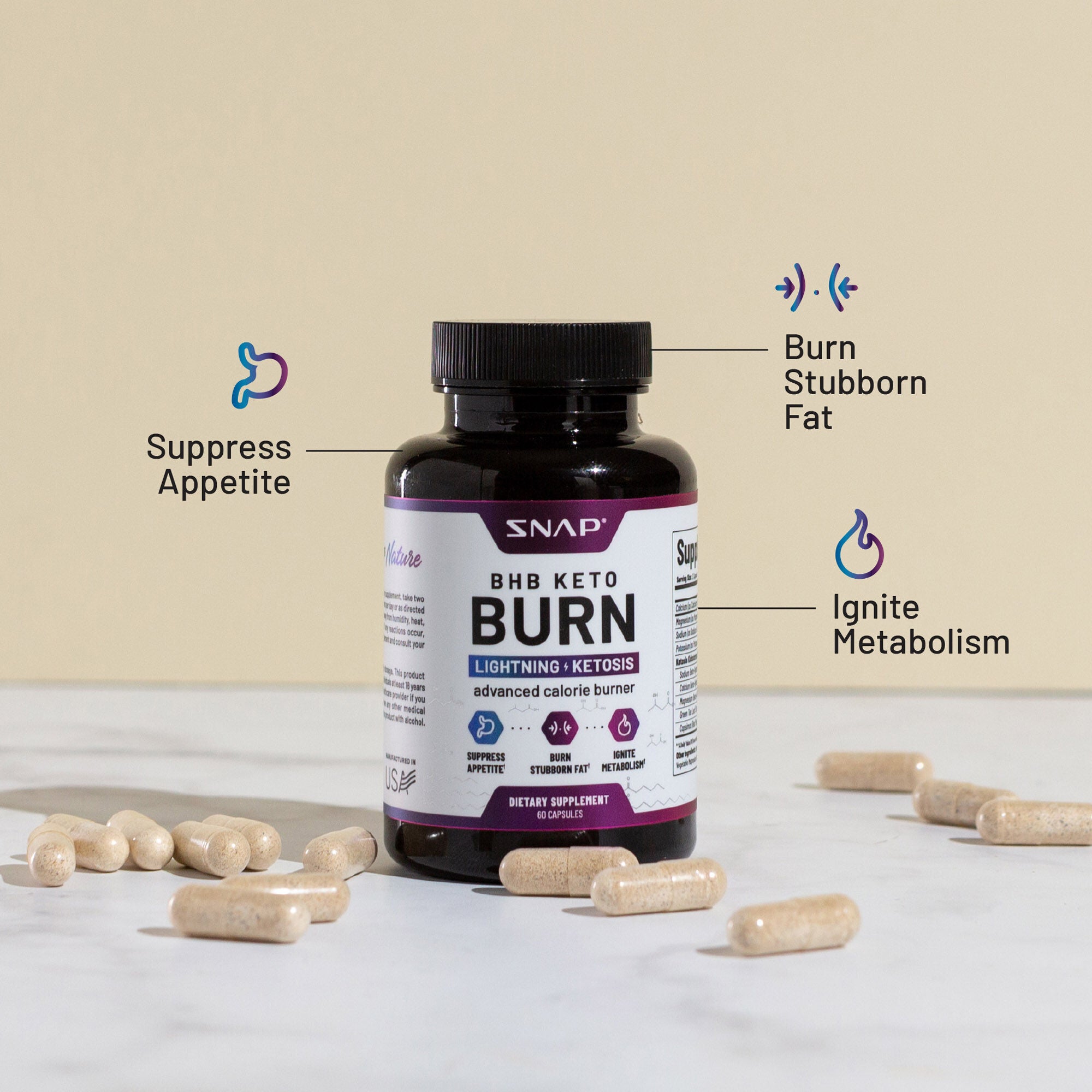 BHB Keto Burn Advanced Calorie Burner - 60 Capsules &#40;30 Servings&#41;  | GNC
