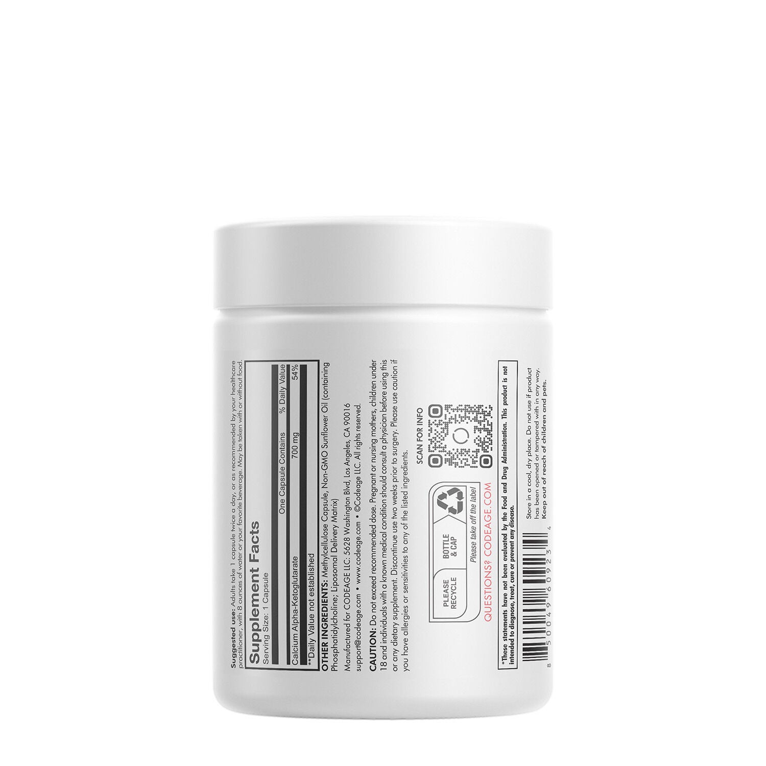 Liposomal Calcium AKG - 60 Capsules (60 Servings)  | GNC